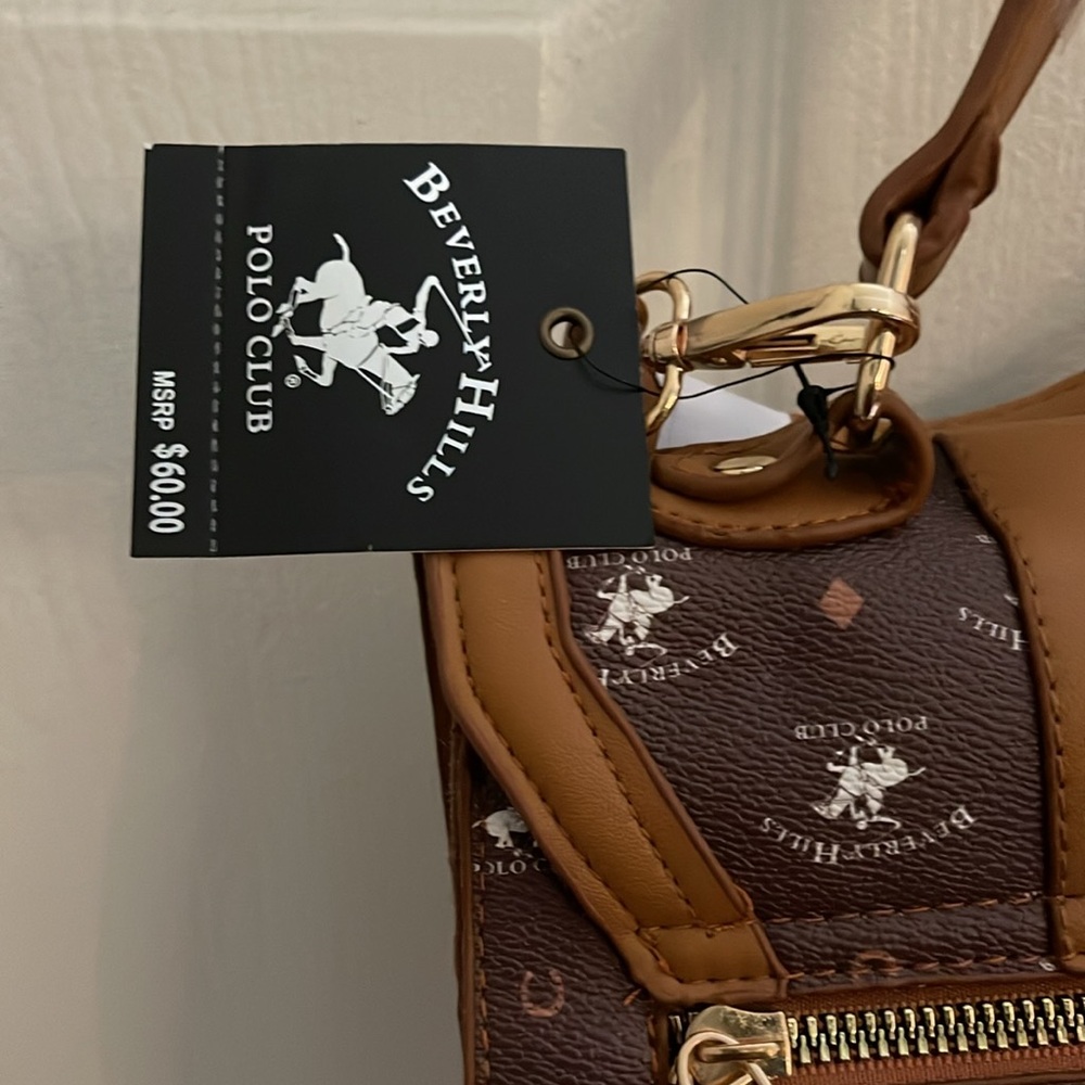 Beverly Hills Polo Club Brown Crossbody Bag with Monogram Design - Picture 2 of 5